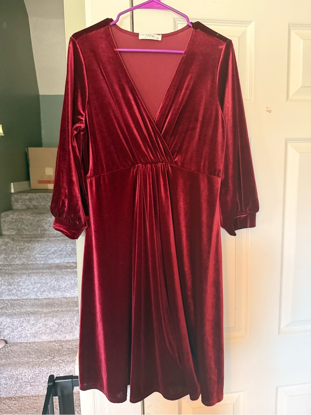 Hello MIZ Burgundy Midi Dress